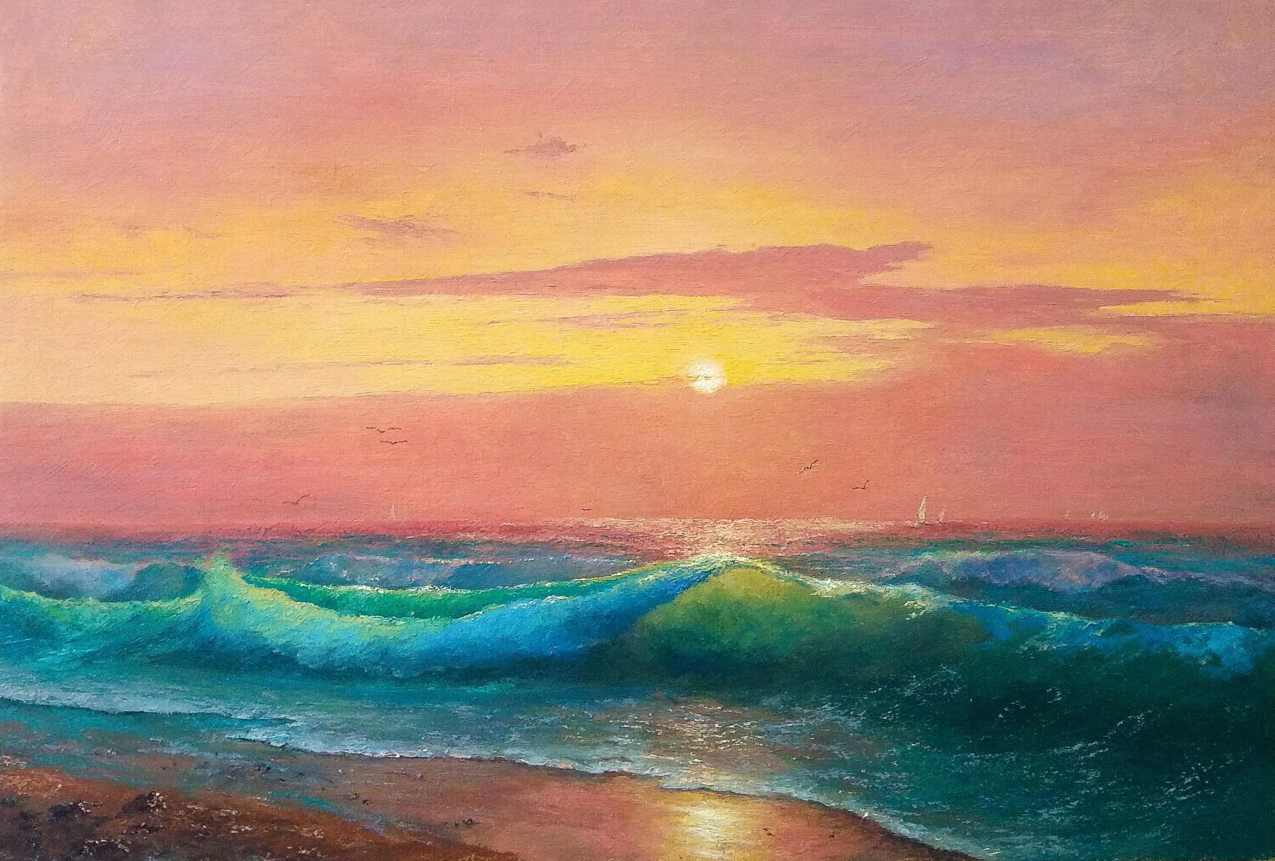 Sunset Serenity – Hand-Painted Acrylic Landscape