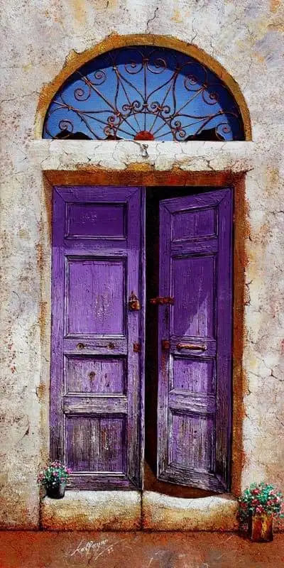 Old lebanese purple open door